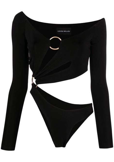 Black cut-out asymmetric bodysuit - women LOUISA BALLOU | 1110070999